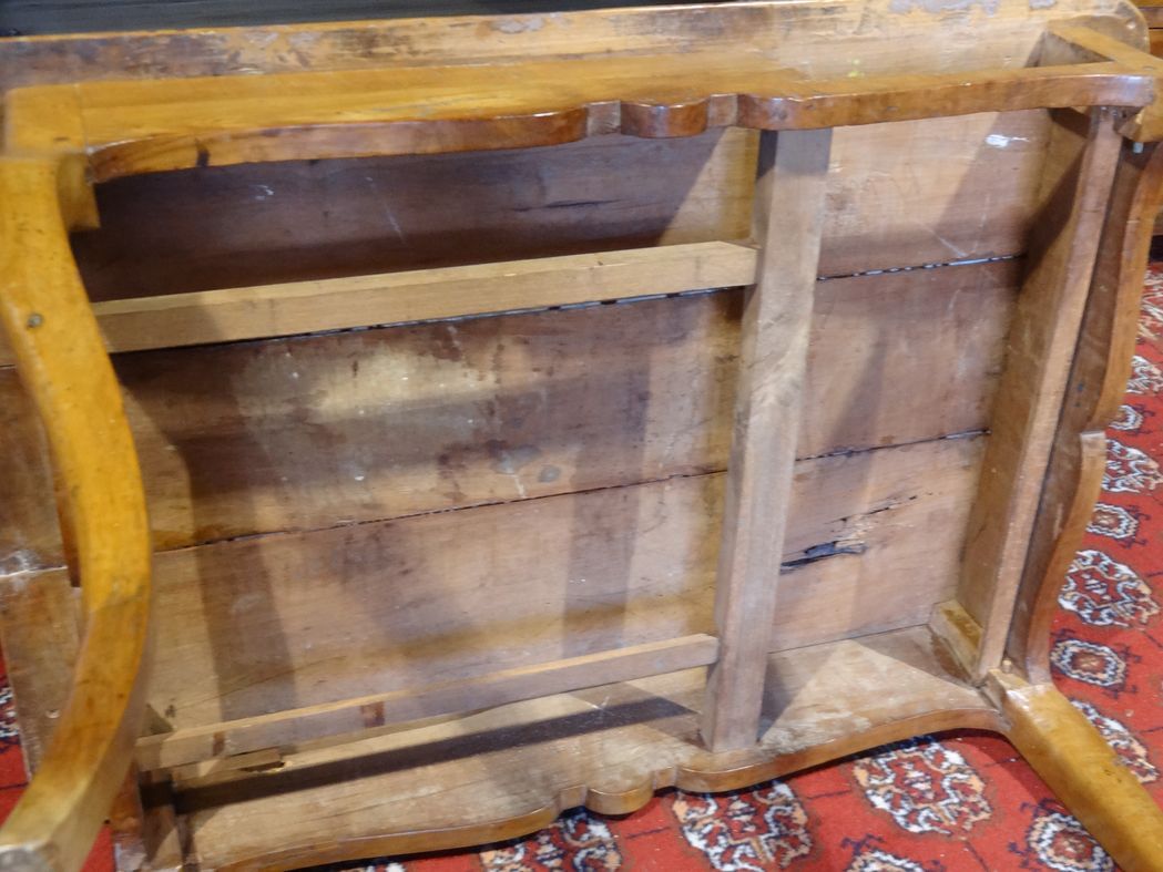 Cherry table, eighteenth century, Louis XV with two drawers