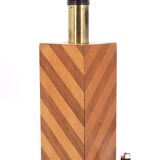 Imposing lamp base in wood marquetry, 1970s