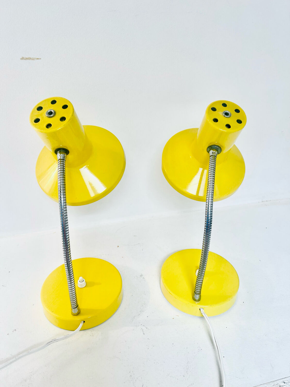 Pair of vintage yellow desk lamps, 1970s
