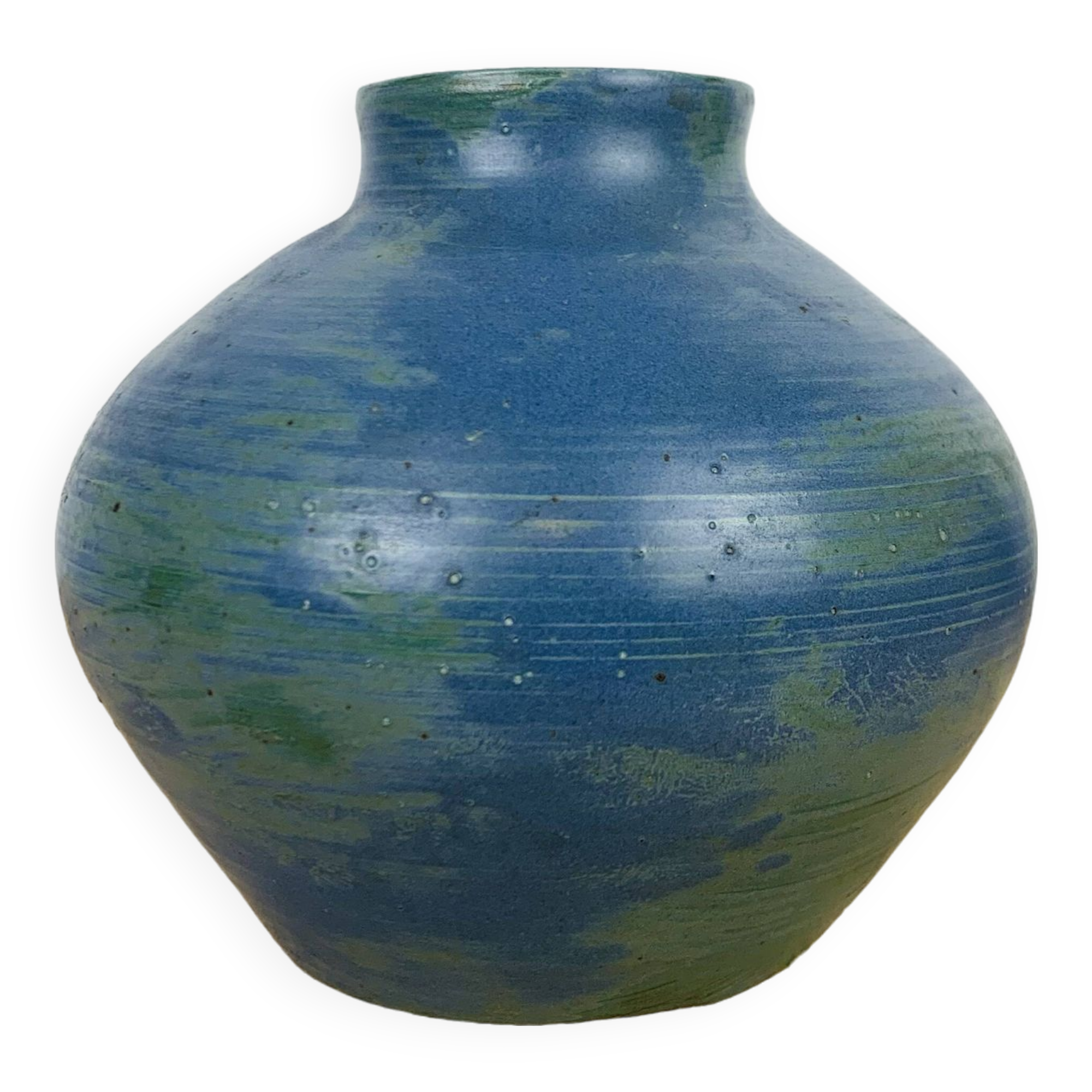 Vase boule céramique bleu