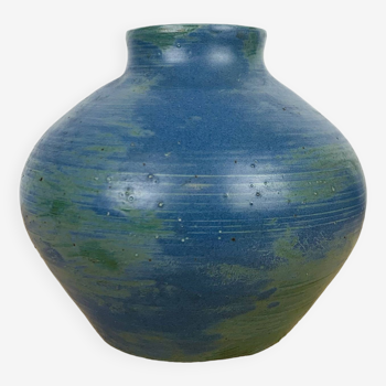 Vase boule céramique bleu