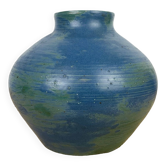Vase boule céramique bleu