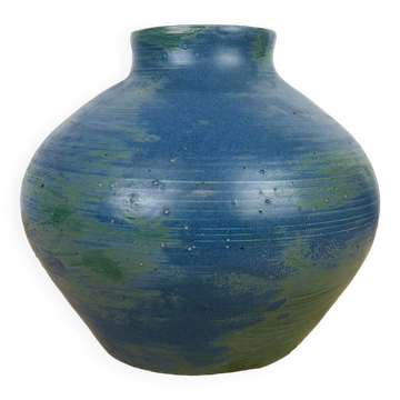 Blue ceramic ball vase