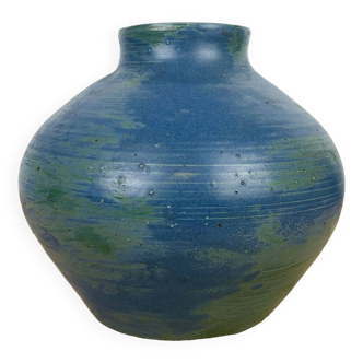 Blue ceramic ball vase