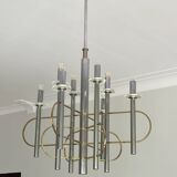 Brass and Chrome Sputnik Chandelier by Sciolari, Italy, 1960s