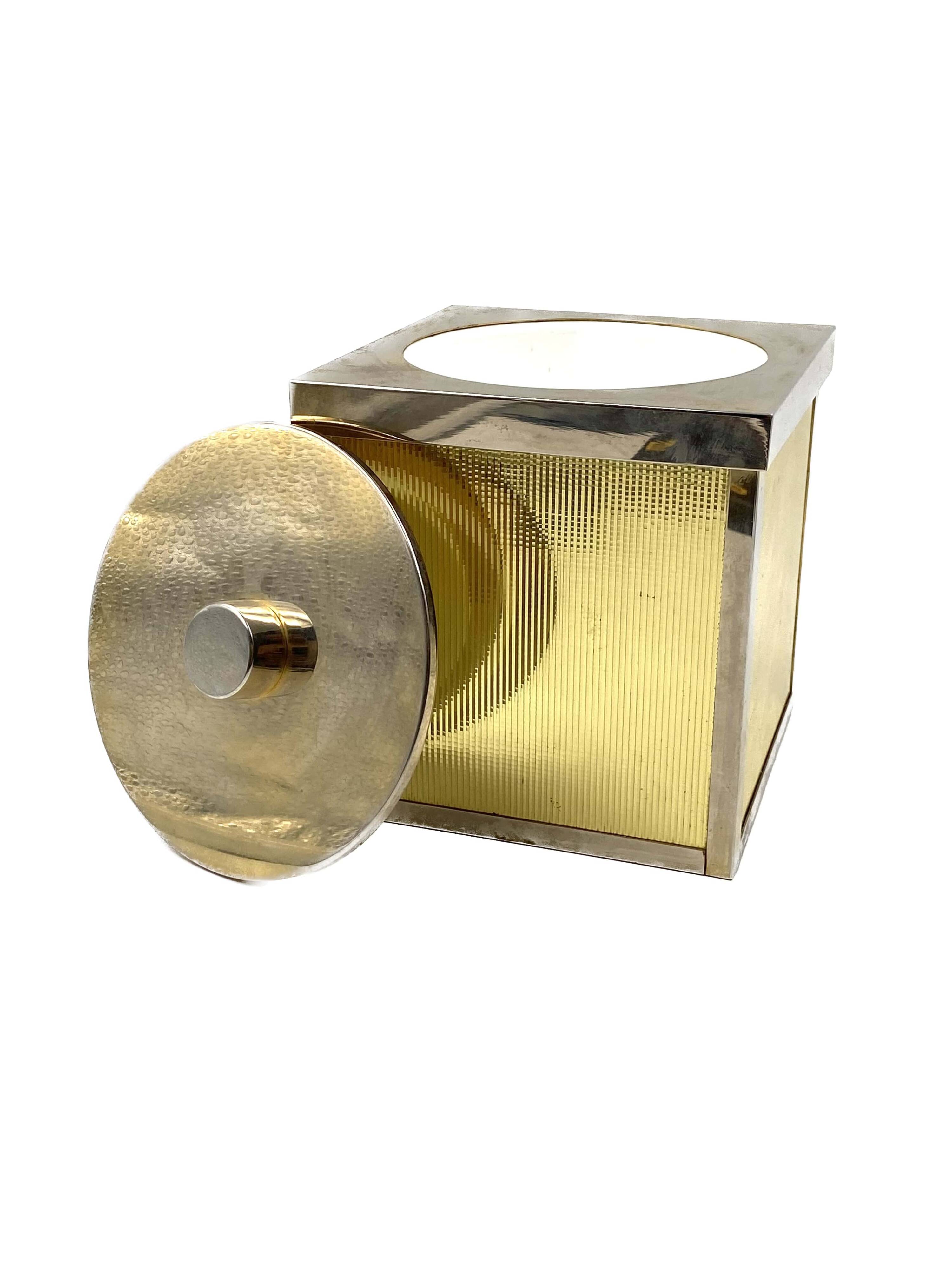 Hollywood regency golden Ice Bucket, Italy, ca. 1970s