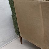 Mid-Century Modern Italian Damask Velvet Corner Sofa, 1950s