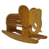 Design suédois vintage Éléphant à bascule en bois Design des années 80