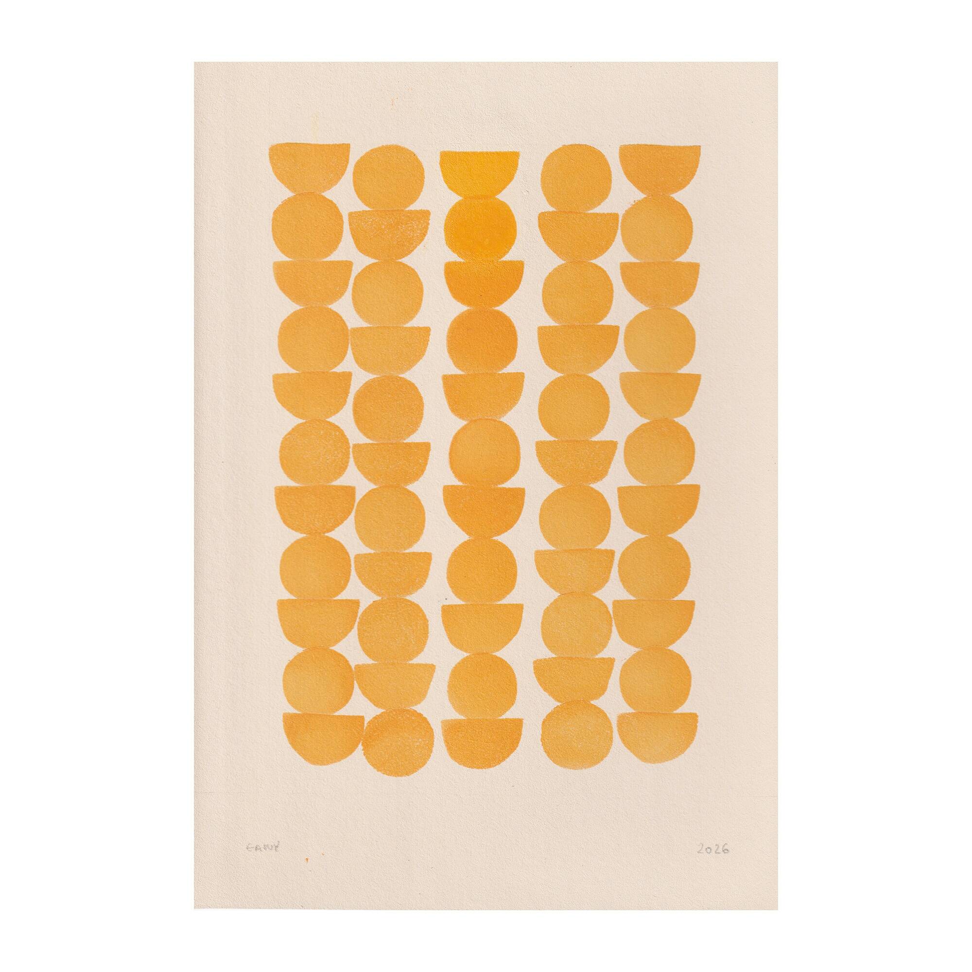 collection of 4 yellow abstract paintings signed Eawy