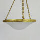 Art nouveau glass washbasin suspension, bronze structure with 3 lights