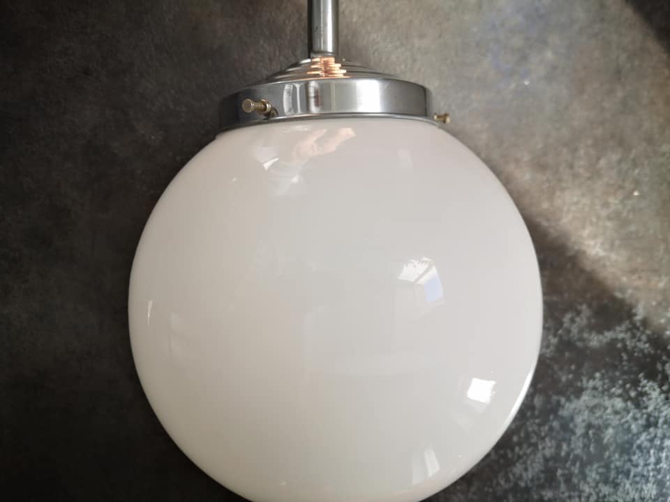 Old suspension ball ball opaline Art Deco Bauhas modernist 1930 Ø 20 cm