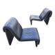 Postmodern leather lounge chairs in the style of Etienne Fermigier 1978.