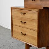 Bureau Alfred Cox du milieu du siècle en noyer et laiton. Style rétro/moderne/da