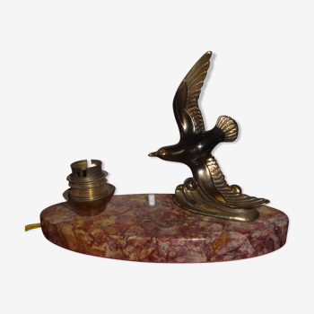 Bedside lamp office art deco marble bird 1930