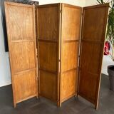 Old vintage 4-fan wooden screen