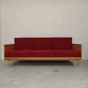 Folding bench Daybed sofa red and black fabric Libena Ex Teh