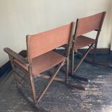 Pair of folding safari armchairs 1950