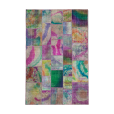 Tapis oriental vintage noué à la main 198 cm x 301 cm tapis patchwork multicolore