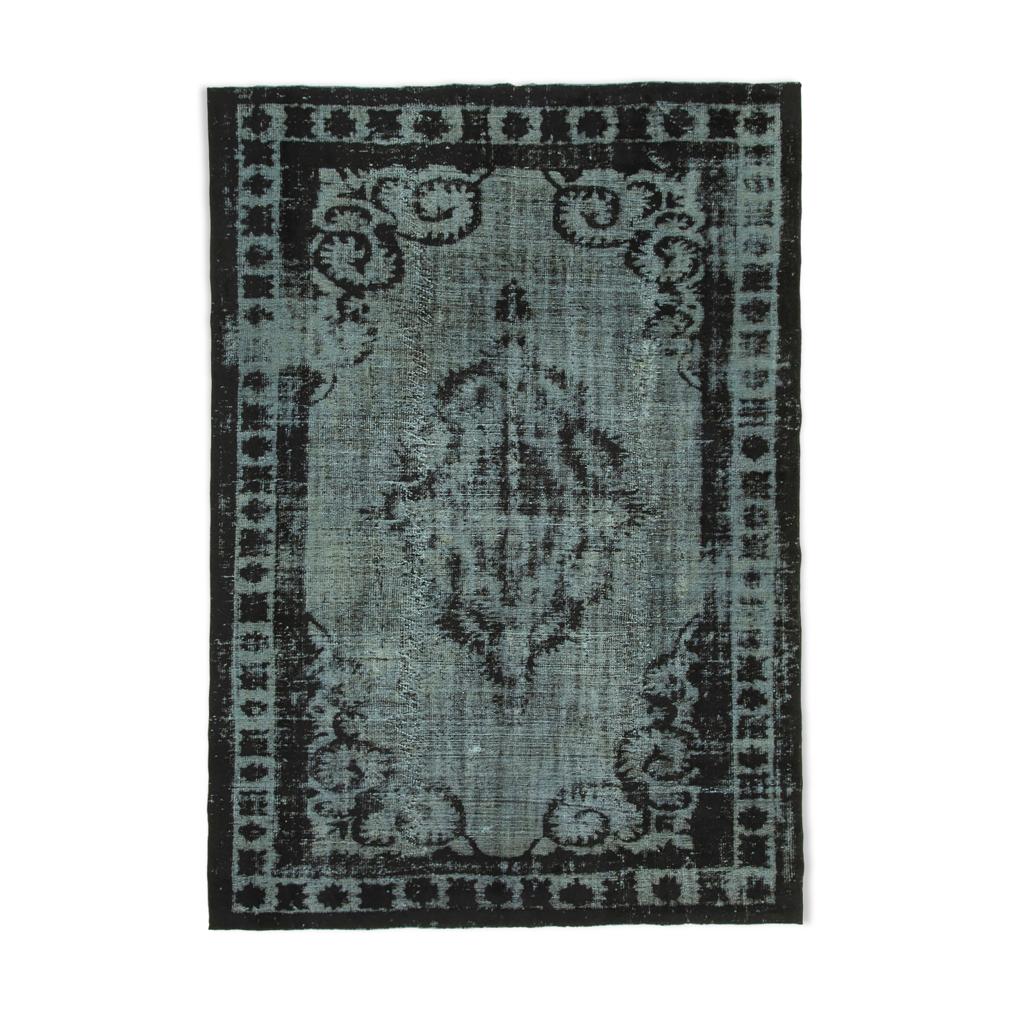 Handmade Unique Anatolian 1970s 214 cm x 311 cm Black Rug