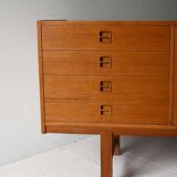 Scandinavian vintage oak sideboard with drawers and doors