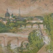 Paul Collomb : Pont de Paris, lithographie originale signée