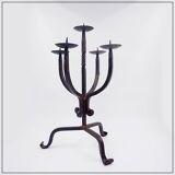 Vintage 5-arm wrought iron candle holder - 1970s