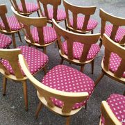Set of 20 vintage wooden bistro chairs with cushions, year 7