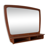Rare vintage Danish teak mirror with 2 compartments - mid-century mirror