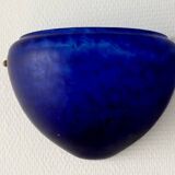 Sconces, signed, in satin blue glass paste from the 1930s