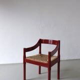 2 red Vico Magistretti “Carimate” style armchairs | Italy | 1970s