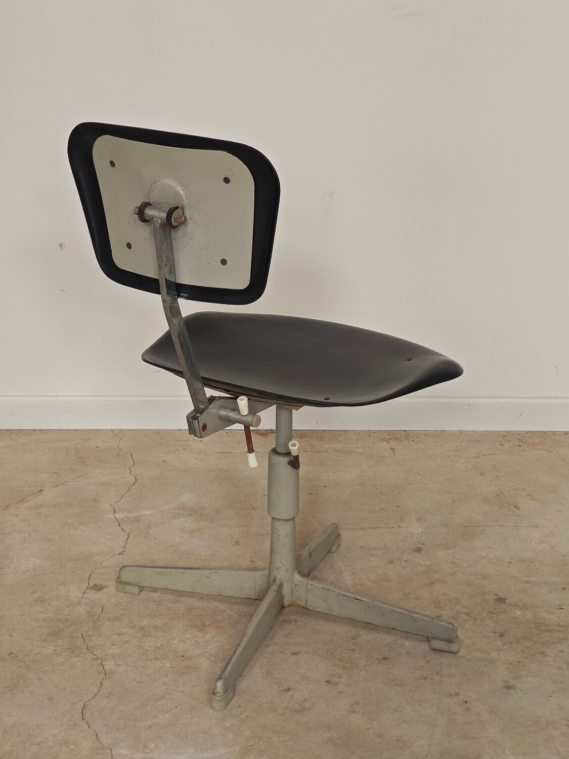 1 adjustable industrial chair metal Czechoslovakia 1960