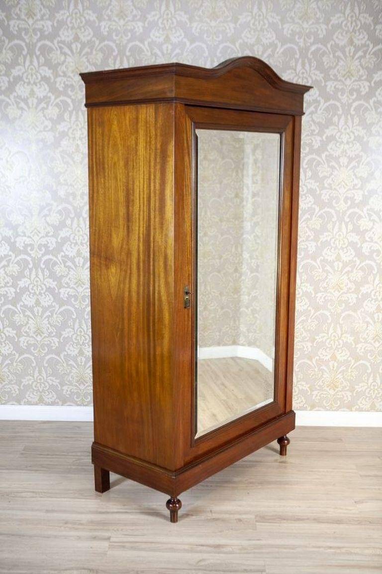 20th-Century Mahogany Linen-Press with Mirror, 1950s
