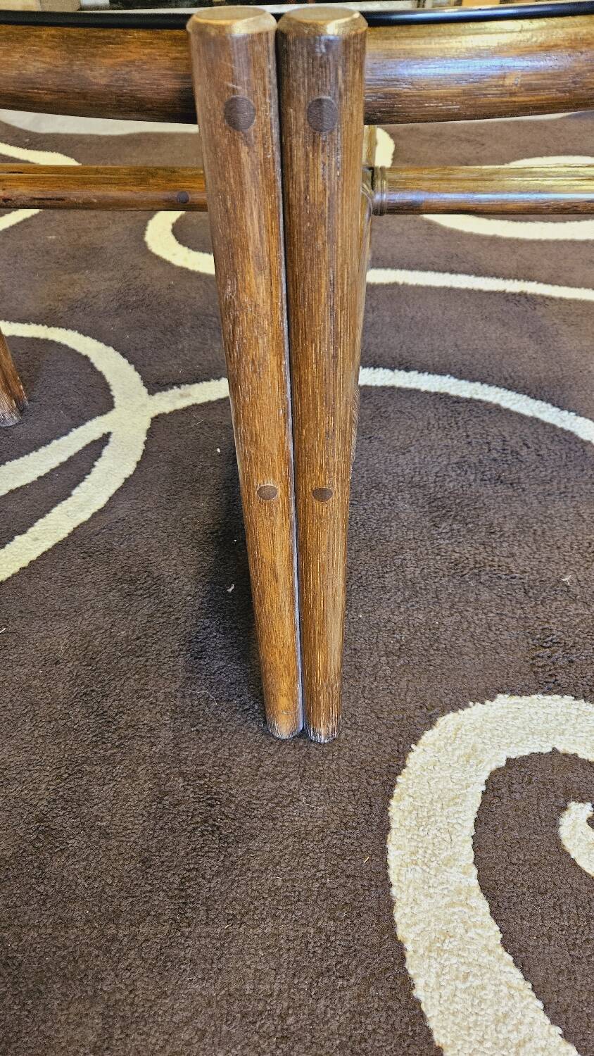 Bamboo and smoked glass coffee table 1970