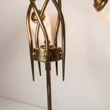 5-branched opaline brass chandelier 60's