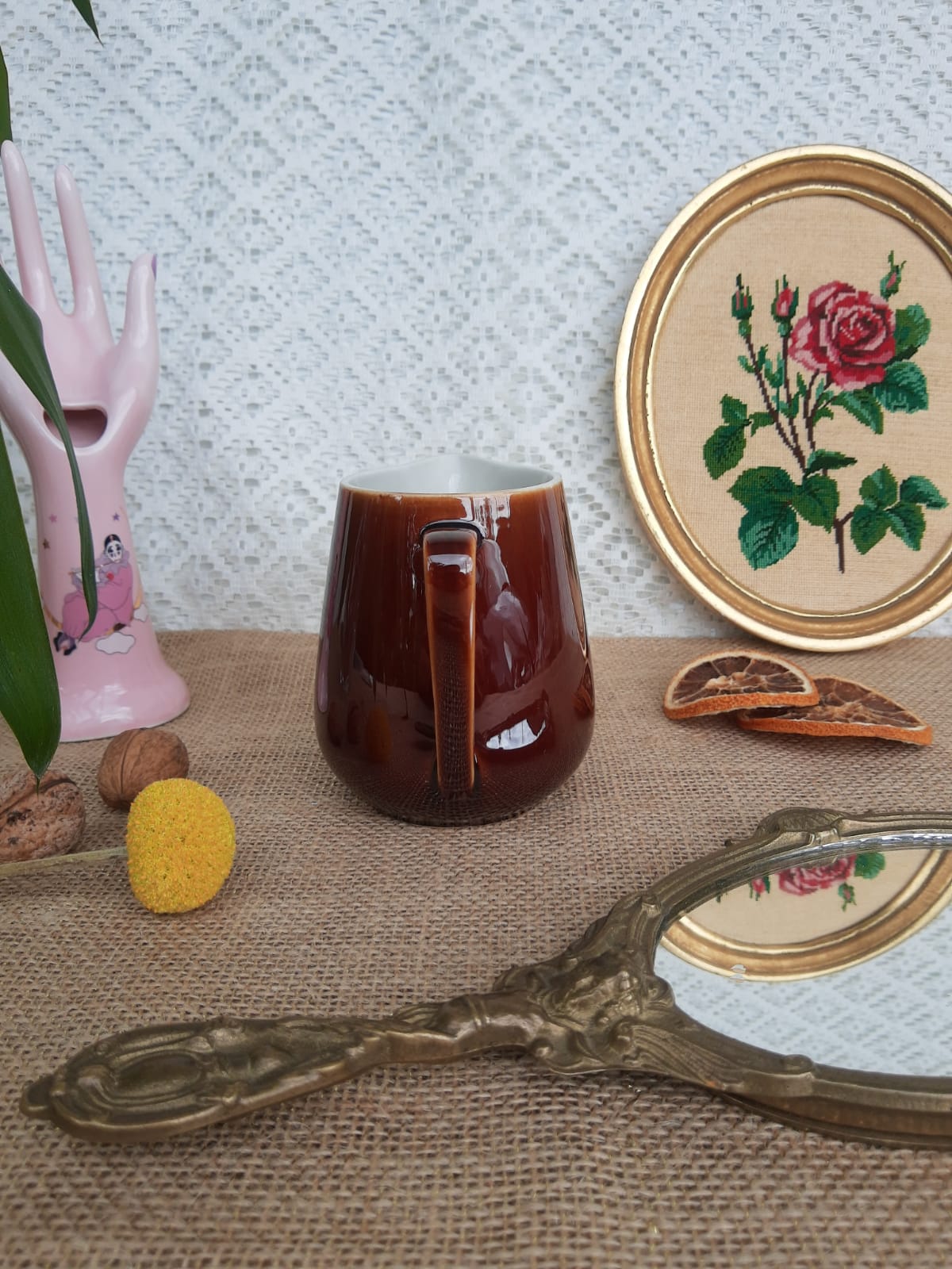 Brown glazed milk jar Villeroy & Boch Made in Luxembourg - vintage