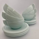 6 cups and 6 opaline Art Deco saucers