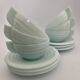 6 cups and 6 opaline Art Deco saucers