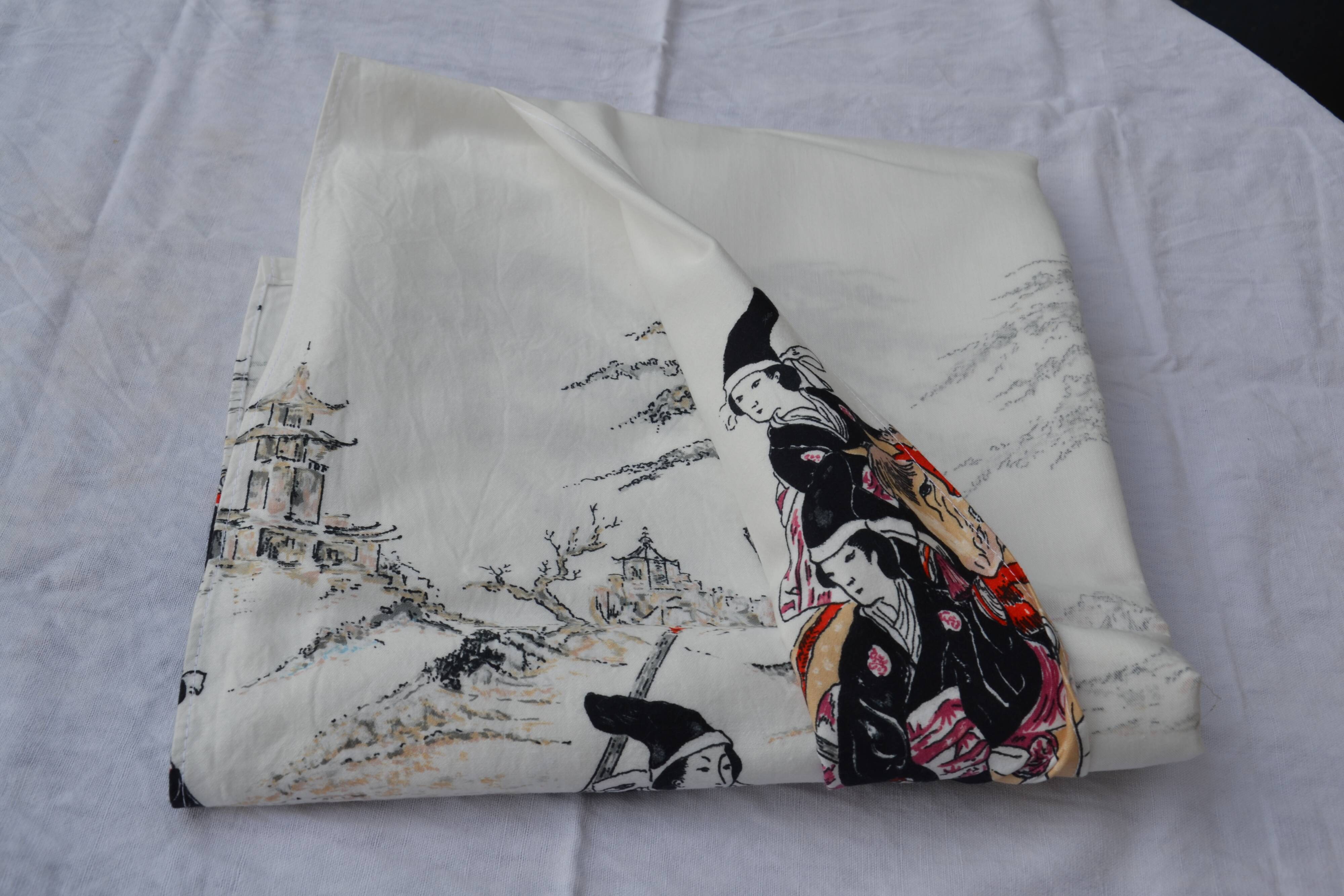 Old linen tablecloth and napkins