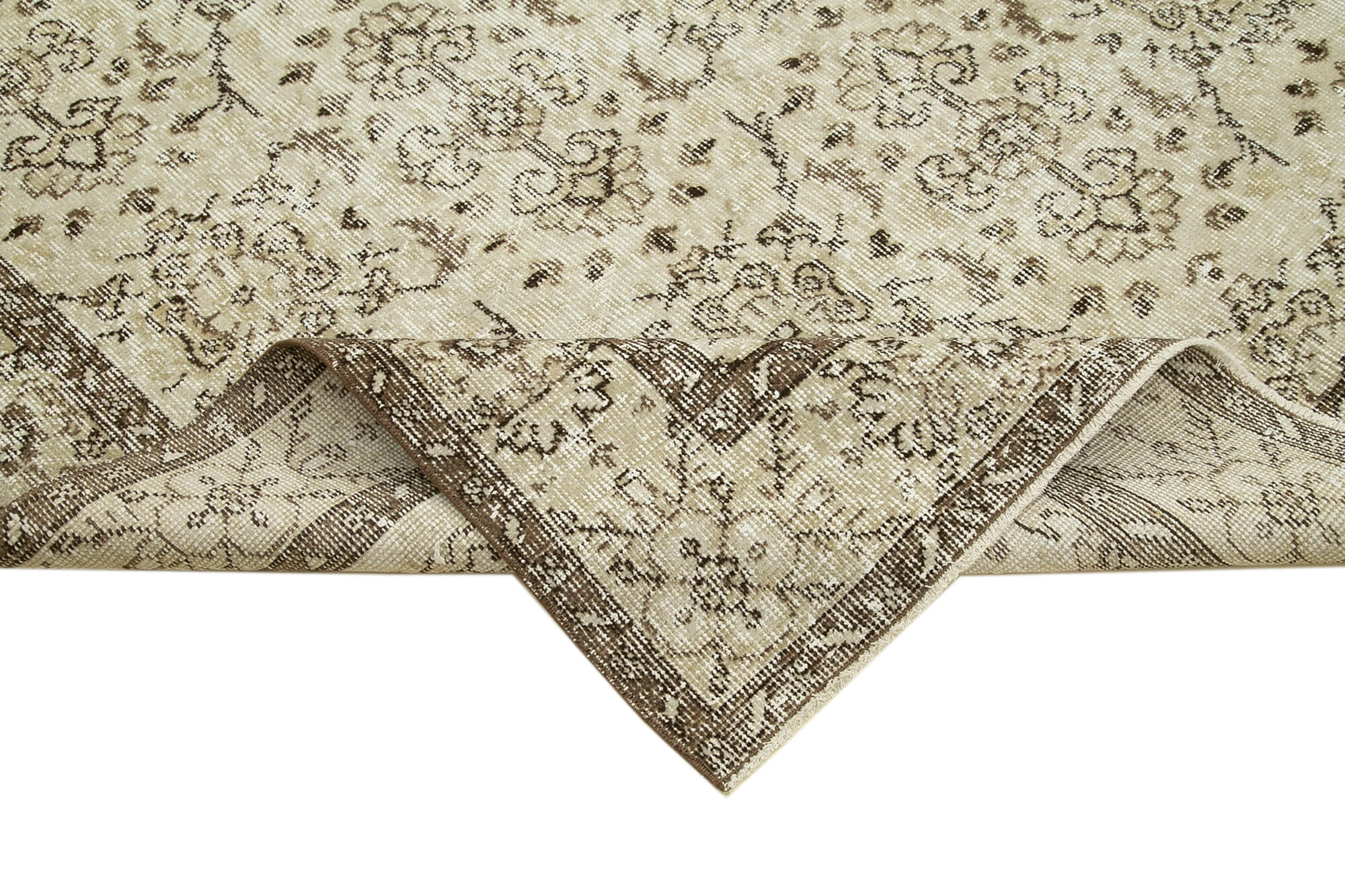 Handwoven antique anatolian beige carpet 188 cm x 303 cm