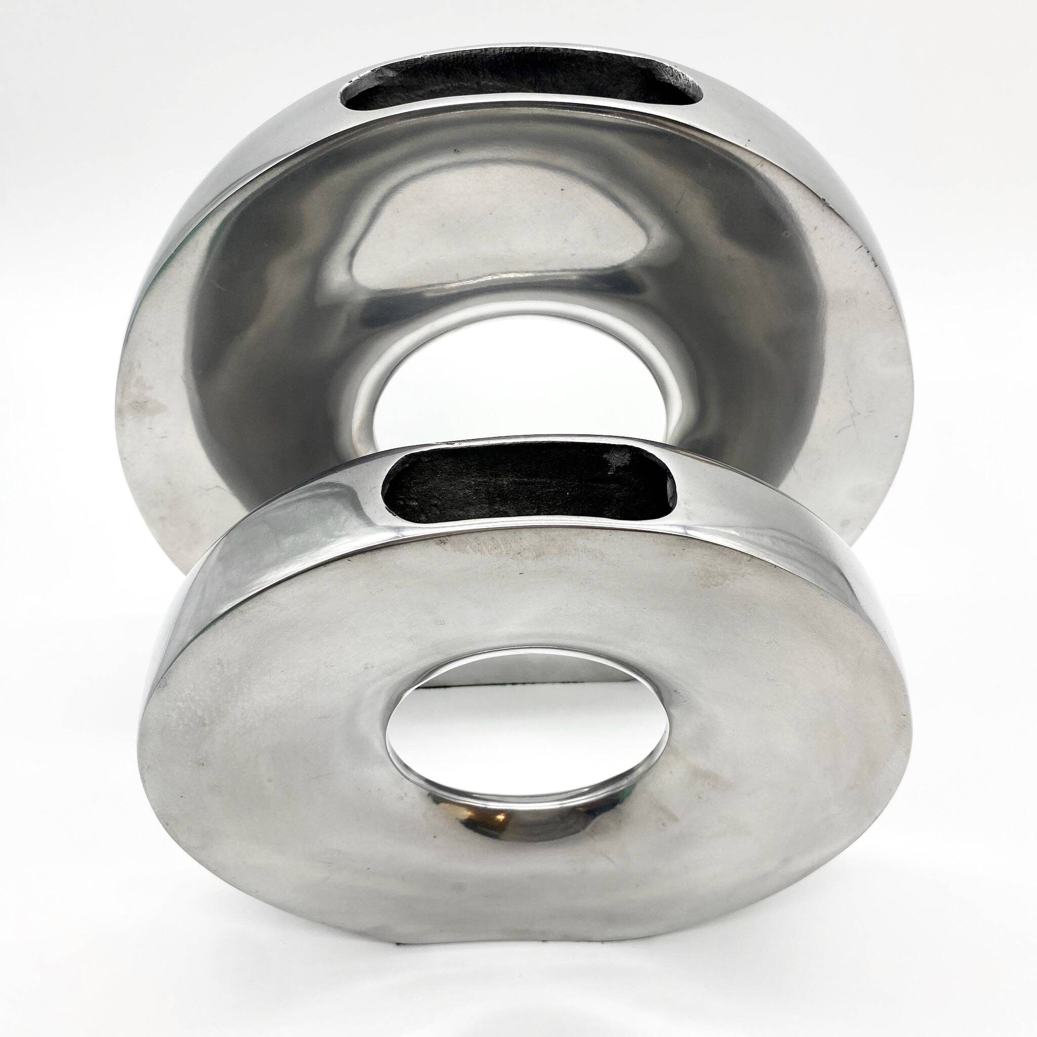Pair of “donut” vases / cast aluminum – 1970s Italy