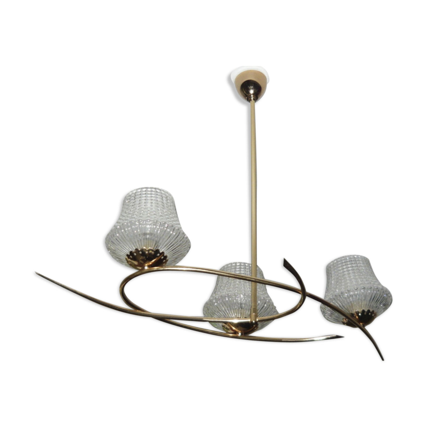 Maison Arlus 3 lights brass vintage 50s chandelier