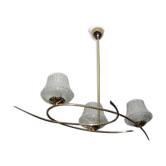 Maison Arlus 3 lights brass vintage 50s chandelier