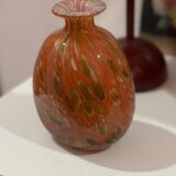 Blown glass balloon vase from mdina glass malta, 1970 red murano glass paste