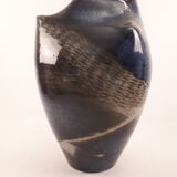 Vintage ceramic vase enamelled sandstone brown green blue