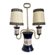 Antique Florentine Table Lamp Italian Blue Porcelain Ceramic
