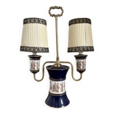 Antique Florentine Table Lamp Italian Blue Porcelain Ceramic