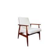 Vintage Lounge Chair White Bouclè Mid Century Design