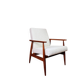 Vintage salon chair in white boucle with a 1950s design.
