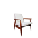 Vintage salon chair in white boucle with a 1950s design.