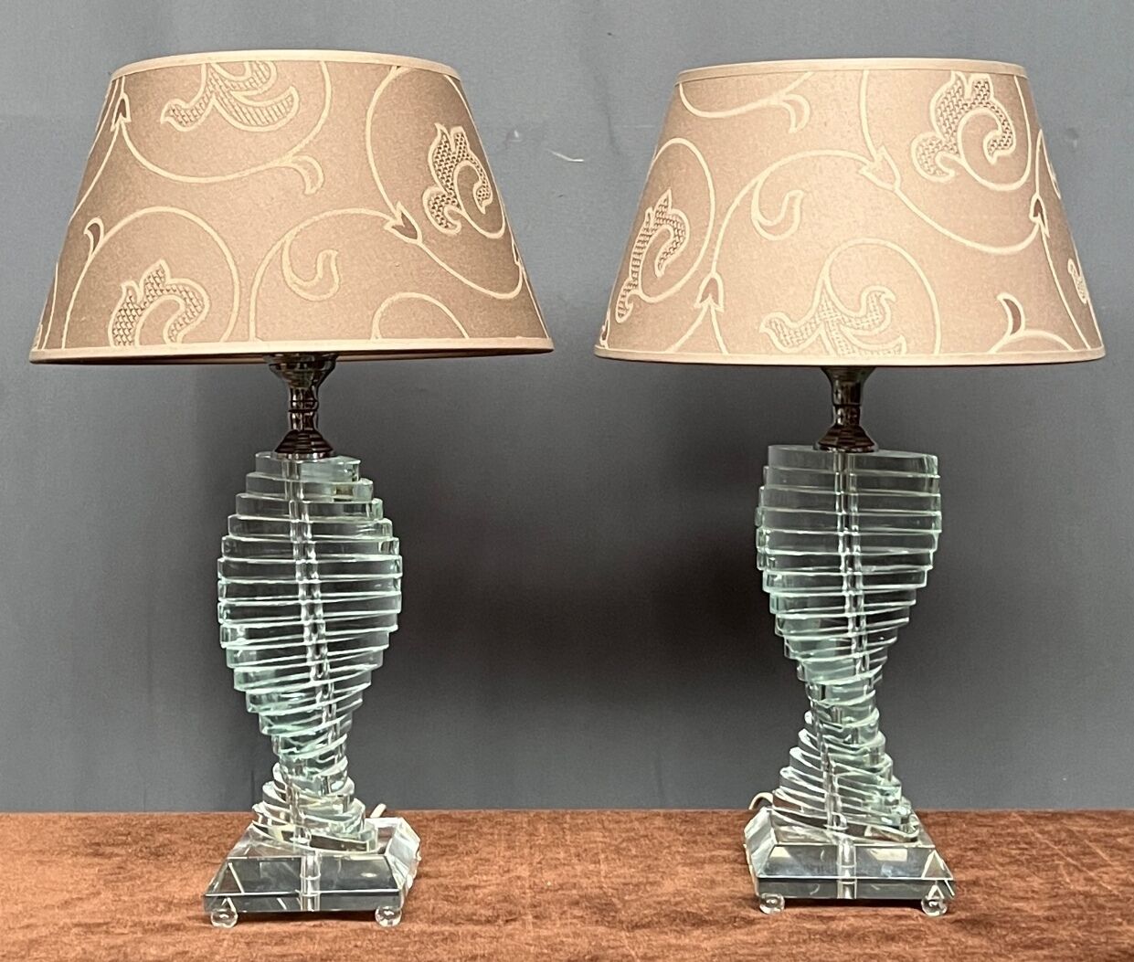 Pair of lamps, massive crystal